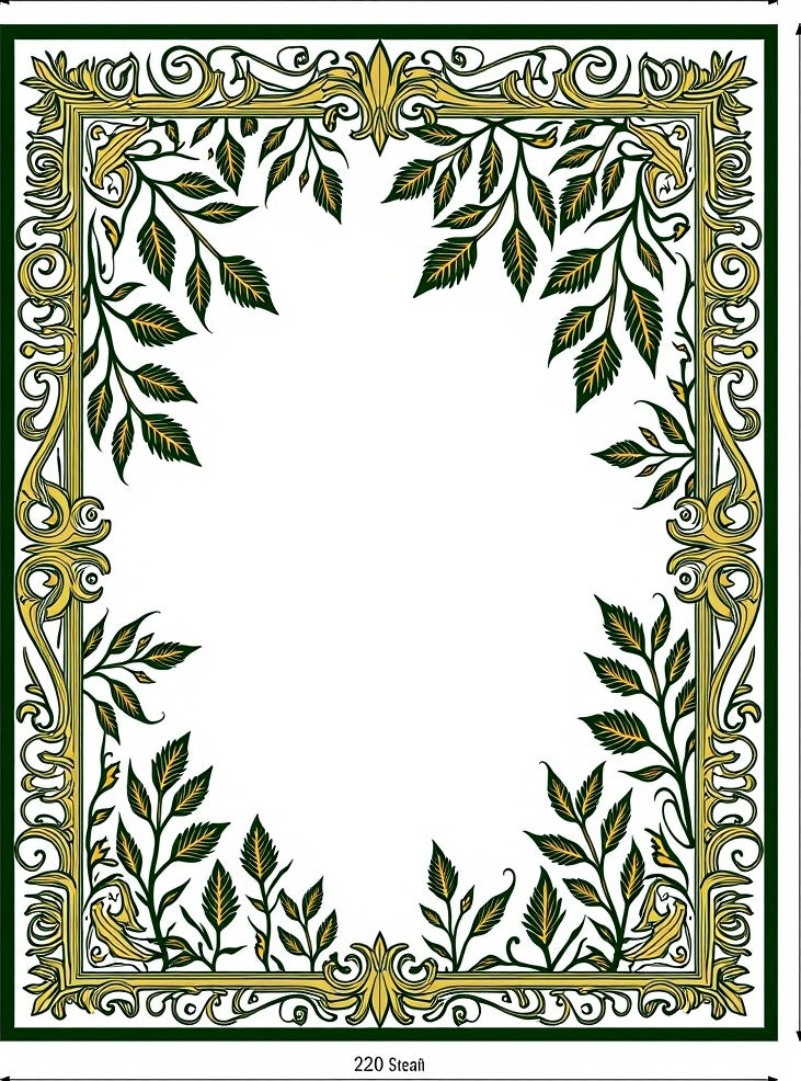 Art Nouveau Foliage Cascade with Stylized Bloom Motifs (Green) - ODIKA
