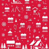 Vintage Sleigh Ride Through Snowy Village Holiday Pathway Design(Red)