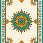 Sunburst Medallion Design with Radiant Floral Embellishments (Teal) - ODIKA