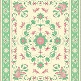 Retro Floral Damask Interlocking Vinework Classic Motif Arrangement(Green)
