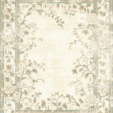 Vintage Accent with Elegant Floral Scrolls and Timeless Distressed Detailing(Beige)