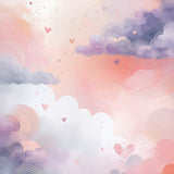 Dreamy Cloudscape with Whimsical Swirls and Floating Hearts Design (Pink)