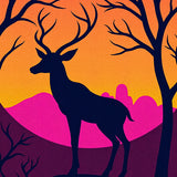 Wildlife Forest Edge Dusk Semicircular Welcome(Orange)