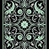 Lunar Moth and Poppy Tapestry with Interlocking Motifs(Black)