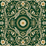 Victorian Inspired Botanical Layout with Stylized Ferns and Blossoming Florals (Green) - ODIKA