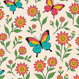 Garden with Floral Meadow Motifs Floor Covering (Pink)