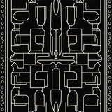 Kasbah Maze Motif with Abstract Interlocking Lines and Minimalist Dots (Black) - ODIKA