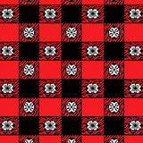 Buffalo Check Stripe with Nordic Wreath Motif(Red)