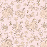 Neutral Toned Floral Swirl with Ornate Leafy Embellishments (Pink)