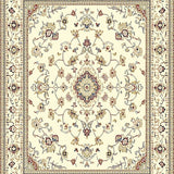 Elegant Micro Loop Beige Ivory Area with Classic Medallion Art(Beige)