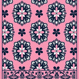 Intricate Interlocking Mosaic Motifs with Symmetrical Floral (Pink)
