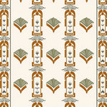 Art Inspired Fan Motif With Repeating Symmetrical Arches (Brown) - ODIKA