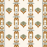 Art Inspired Fan Motif With Repeating Symmetrical Arches (Brown) - ODIKA