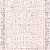 Elegant Blush Pink Low Pile with Mauve Floral and Geometric Fusion(Pink)