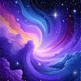 Cosmic Galaxy Adventure Colorful Non Slip for Play Space(Purple)