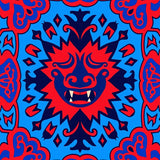 Patriotic Highland Cow With Starburst Motif (Red)