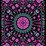 Botanical Insect Medley with Stylized Butterflies and Flourishing Blooms (Black)