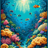Illusion Ocean Vibrant Coral Reef(Blue)