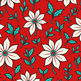 Retro Winter Botanical Tapestry Low Pile(Red)