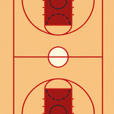 Basketball Court Wood Floor Maroon Key Red Lines Cream Circle(Beige)