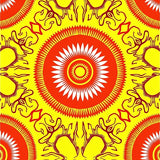 Sunburst Medallion Interlocking Motif with Artistic Floral Detailing(Yellow)