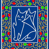 Tacky Christmas Cat Trace Highlighted by Interlocking Festive Bulbs(Blue)