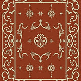 Retro Floral Boho Scroll with Distressed Ornamental Details(Red)