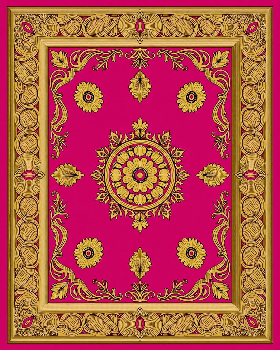 Rococo Filigree Featuring Baroque Inspired Blossoms (Pink) - ODIKA