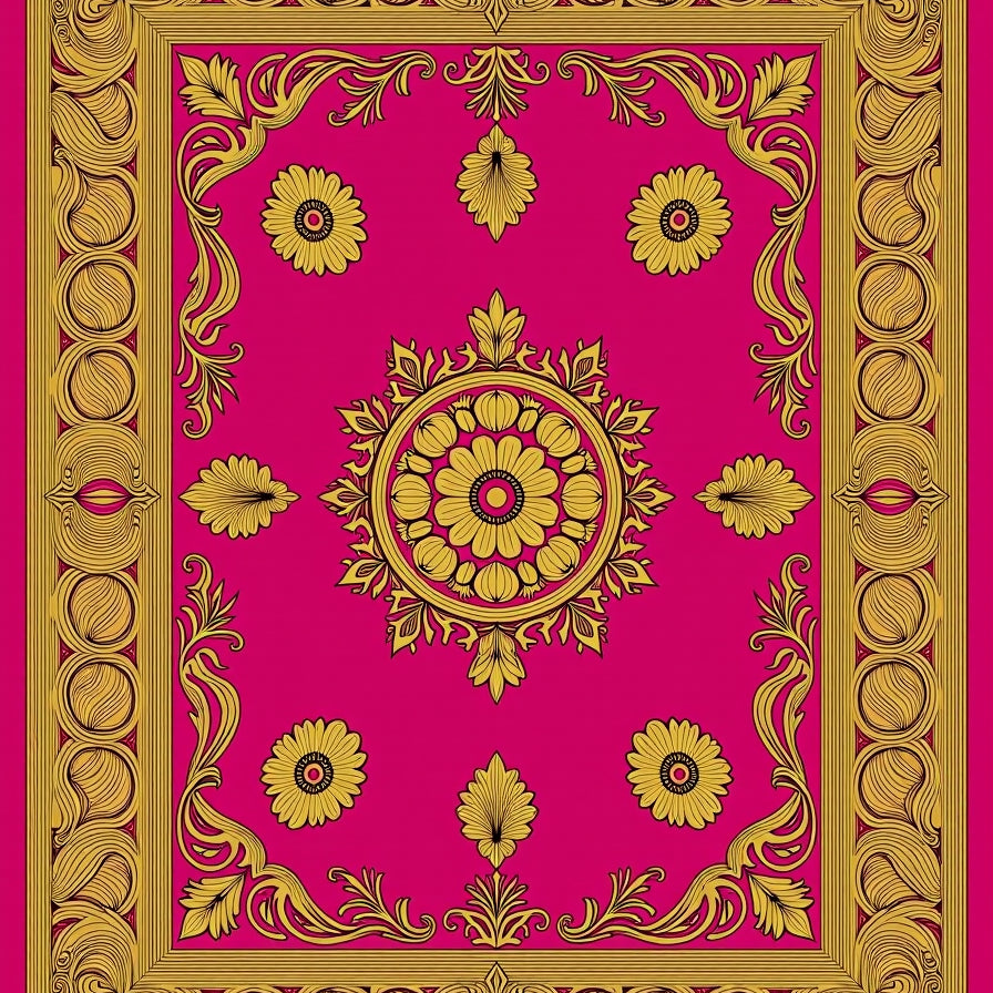 Rococo Filigree Featuring Baroque Inspired Blossoms (Pink) - ODIKA