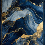 Geometric and Gold Featuring Marble Inspired Swirl Motifs(Blue)