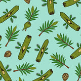 Festive Driftwood Motif with Scattered Shells and Pinecone Details(Green)