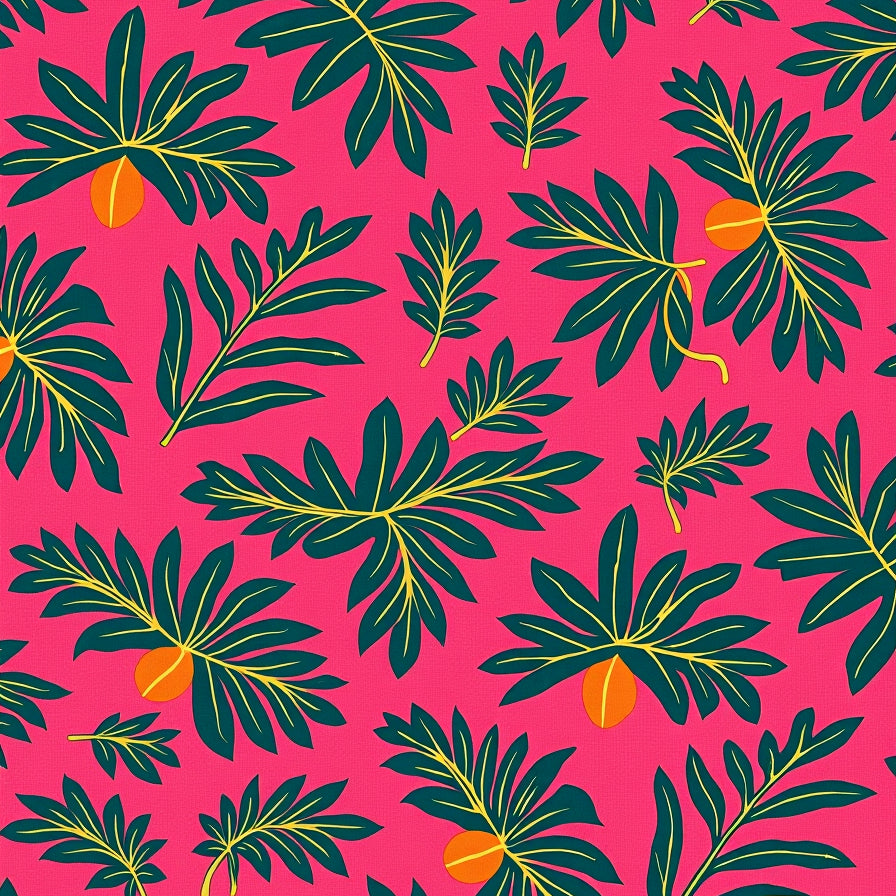 Botanical Leaf Vine with Tropical Foliage Design (Pink) - ODIKA