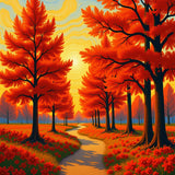 Enchanted Woodland Sunset Path Tapestry(Orange)