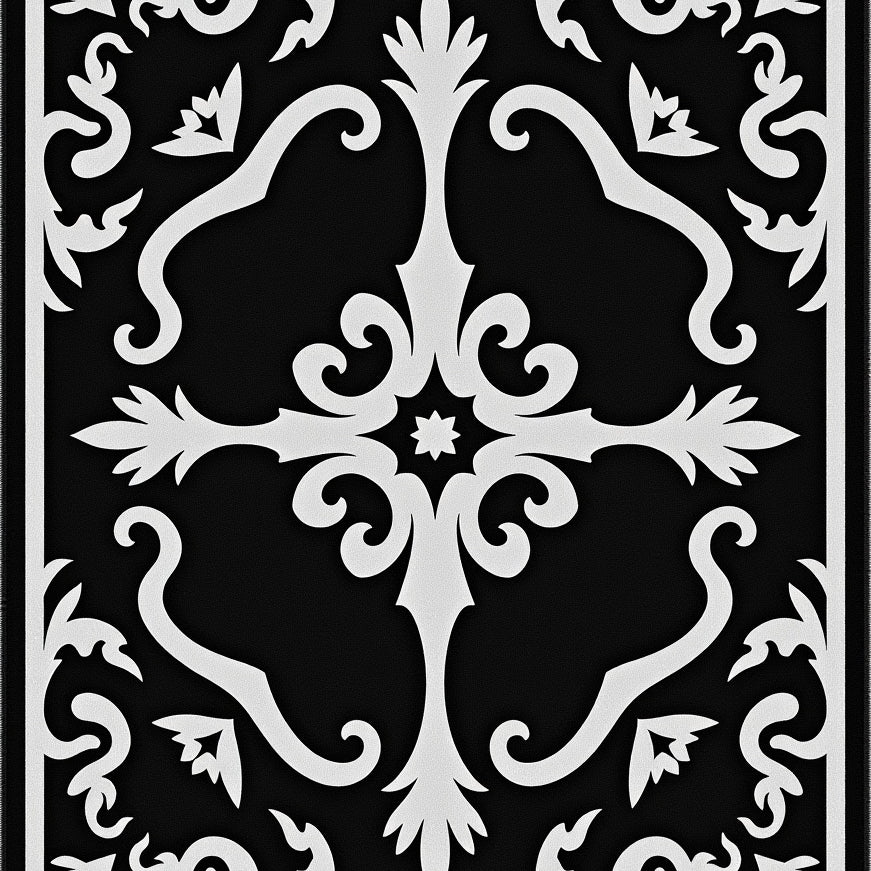 Abstract Damask Transitional Heirloom Sophisticated Contemporary (Black) - ODIKA