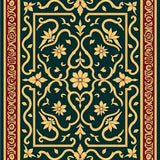 Traditional Jacobean Floral Arrangement with Curved Leaf(Green)