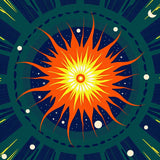 Astral Journey Heavenly Bodies Tapestry Displaying Supernova Explosion (Orange)