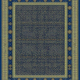 Artisan Geometric Area with Deep Blue and Gold Motifs(Blue)