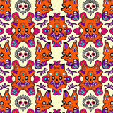 Festive Skull Cats Floral Arch Halloween Entryway Accent(Orange)