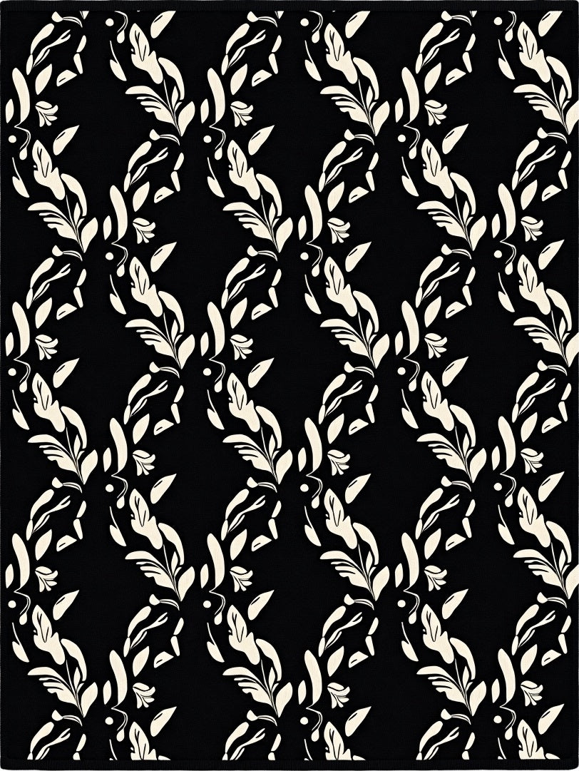 Crest Interlocking Leaves with Delicate Branch Filigree (Black) - ODIKA