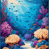 Aquatic Dreamscape Illusion Rug Coral Reef Area(Blue)