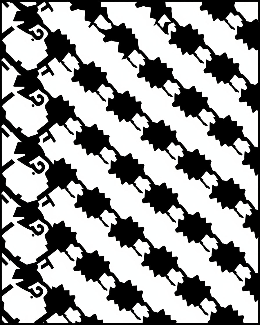Retro Bold Contrast Interlocking Motif (Black) - ODIKA