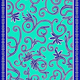 Mediterranean Scrollwork Motif with Mosaic Accents and Elegant Borders (Turquoise) - ODIKA
