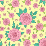 Vintage Cottage Rose Medley with Subtle Scrollwork and Petite Blossom Clusters(Pink)