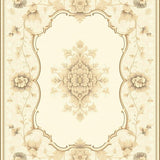 Ethereal Scallop Floral Medallion – Beige Area with Flowing Design(Beige)
