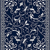Artisan Floral Scrollwork Interlocking Vine Design (Blue)