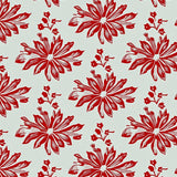 Vintage Inspired Winter Motif With Holly Leaf Accents(Red)