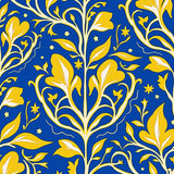 Botanical Petal Motif with Interlocking Vine Details(Blue)