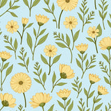 Enchanted Garden Botanical Vintage Inspired Artistic Motif(Sky Blue)