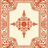 Elegant Arabesque Scrollwork Symmetrical Decorative Artwork Adornment(Red)