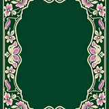 Botanical with Edge Motif and Floral Accents (Green)